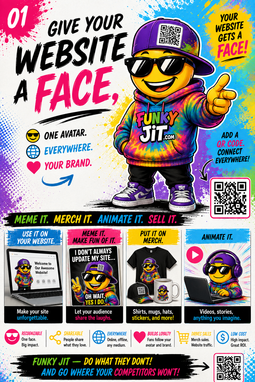 Funky JIT brand avatar introduction — give your website a face